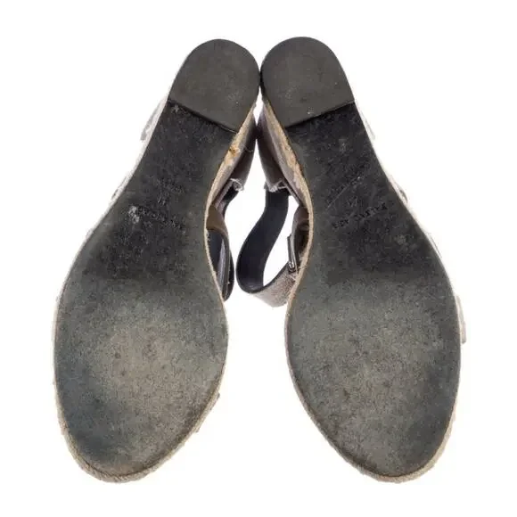 Authentic Balenciaga Gray Suede Espadrille Strappy Wedge Sandals Size EU 41 - Picture 6 of 7